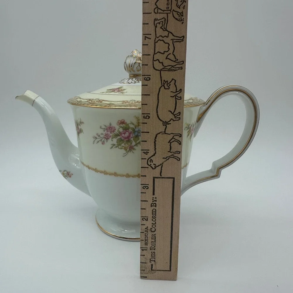 Noritake Sherwood 3926 Demitasse Set Coffee Pot Creamer Sugar 8 Cups Saucers